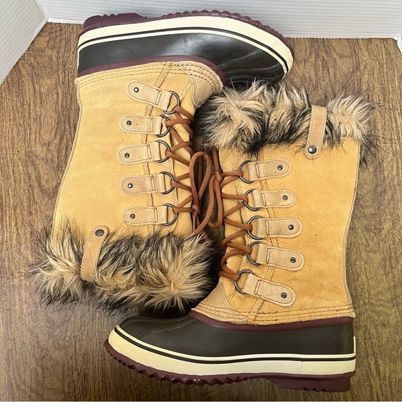 Sorel Joan of Arctic Waterproof Winter Boots Beige Purple Size 7 - Picture 8 of 13